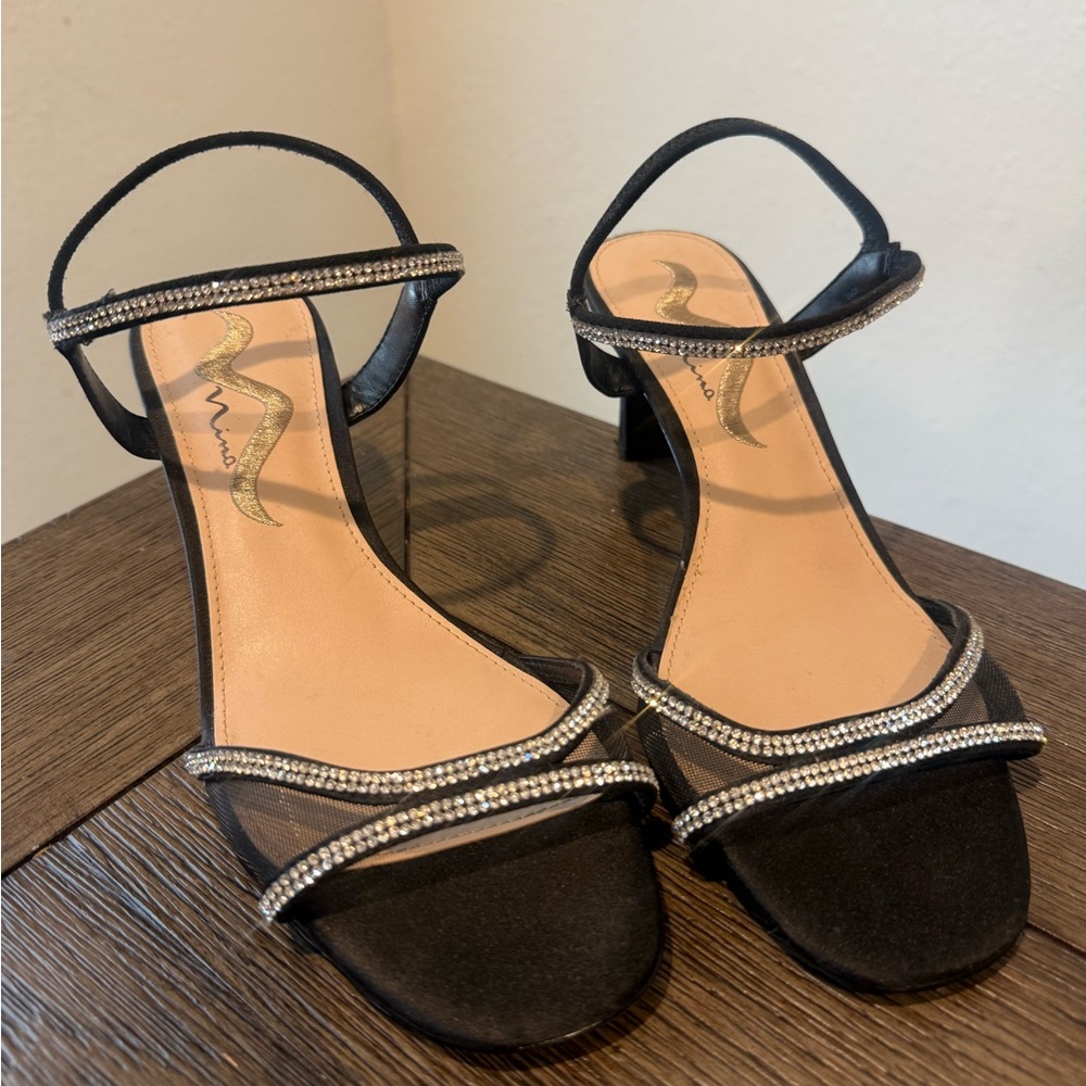 Elegant Black Heels with Rhinestone Accents